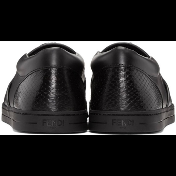$1200 Fendi Black Bag Bug Fox fur slip on snkrs